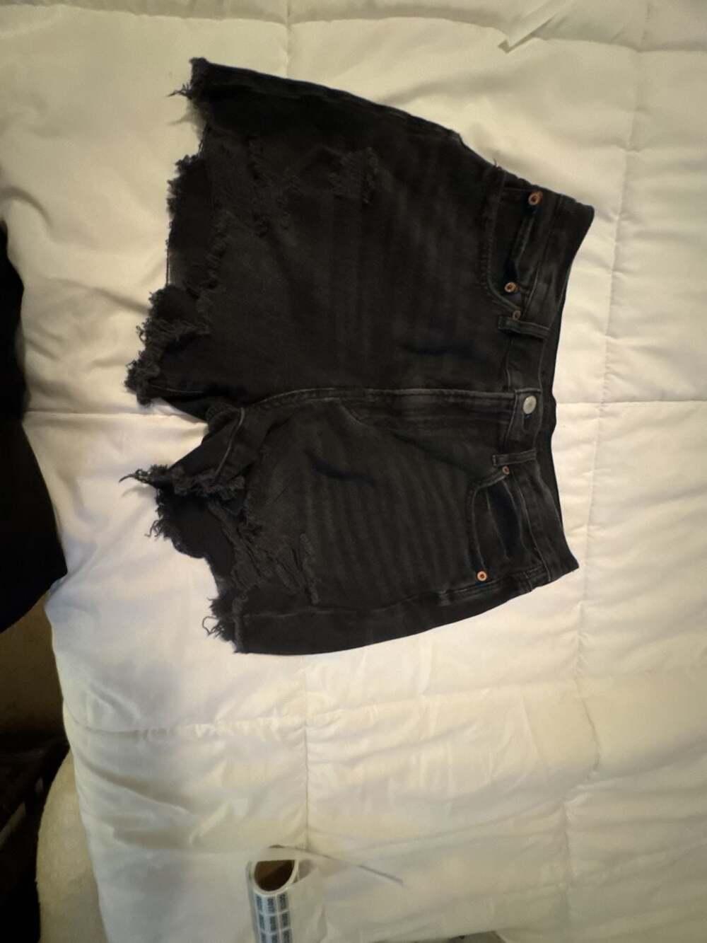American Eagle Outfitters Black Distressed Cut Off Frayed Black Jean Shorts 6